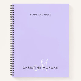 Elegant lavender paars name monogram initiaal notitieboek