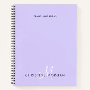 Elegant lavender paars name monogram initiaal notitieboek
