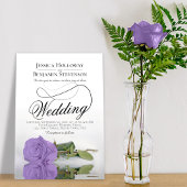 Elegant Lavender Paars Roos Classy Script Weddensc Kaart