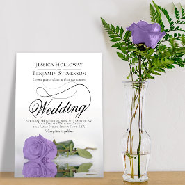 Elegant Lavender Paars Roos Classy Script Weddensc Kaart