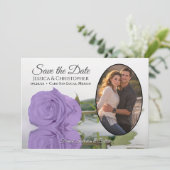 Elegant Lavender Paars Roos Oval Foto Weddenschap Save The Date (Staand voorkant)