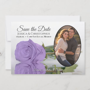 Elegant Lavender Paars Roos Oval Foto Weddenschap Save The Date