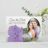 Elegant Lavender Paars Roos Oval Foto Weddenschap Save The Date (Staand voorkant)