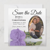 Elegant Lavender Paars Roos & Oval Photo Wedding Save The Date (Voorkant)
