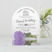 Elegant Lavender Paars Roos Virtual Wedding Kaart (Staand voorkant)