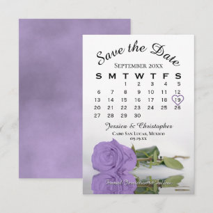 Elegant Lavender Paars Roos Wedding Calendar Save The Date