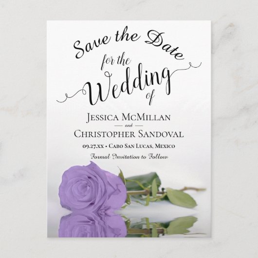 Elegant Lavender Paars Roos Wedding Save the Date Aankondigingskaart (Voorkant)