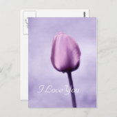 Elegant Lavender Paars Tulip I love you Briefkaart (Voorkant / Achterkant)
