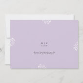 Elegant Lavender Paars Wedding Rehearsal Dinner Kaart (Achterkant)