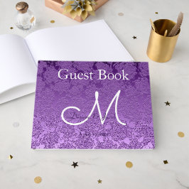 Elegant Lavender Paars White Burgundy Monogram Gastenboek