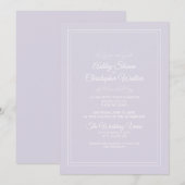 Elegant Lavender Paars White Wedding Kaart (Voorkant / Achterkant)