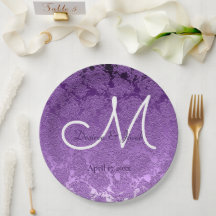 Elegant Lavender Paars White Wedding Monogram