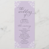 Elegant Lavender Paarse  Classic Wedding Programmakaart (Voorkant)