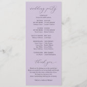 Elegant Lavender Paarse  Classic Wedding Programmakaart (Achterkant)