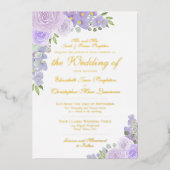 Elegant Lavender Paarse Floral Formal Wedding Folie Uitnodiging (Voorkant)