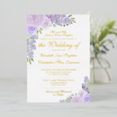 Elegant Lavender Paarse Floral Formal Wedding Folie Uitnodiging (Staand Voorkant)