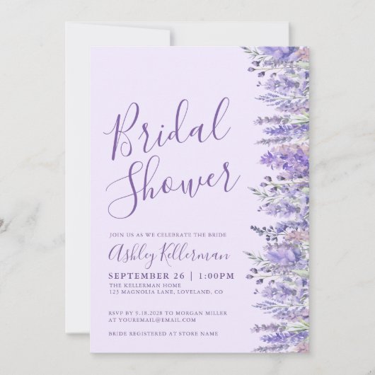 Elegant Lavender Paarse Floral Vrijgezellenfeest Kaart (Voorkant)