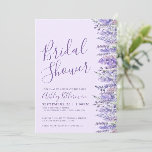 Elegant Lavender Paarse Floral Vrijgezellenfeest Kaart (Staand voorkant)