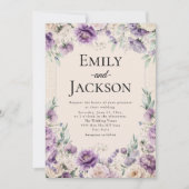 Elegant Lavender Paarse Floral Wedding Kaart (Voorkant)