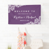Elegant Lavender Paarse Lace Pattern Weddenschap Spandoek (Insitu)