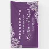 Elegant Lavender Paarse Lace Pattern Weddenschap Spandoek (Verticaal)