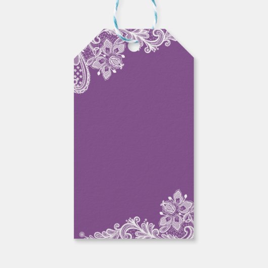 Elegant Lavender Paarse Lace Wedding Bedankt Cadeaulabel (Achterkant)