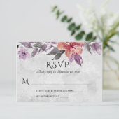 Elegant Lavender Paarse Peach Floral Waterverf RSVP Kaartje (Staand voorkant)