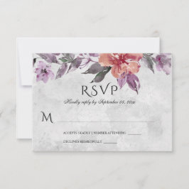 Elegant Lavender Paarse Peach Floral Waterverf RSVP Kaartje
