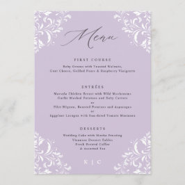Elegant Lavender Paarse Vintage Wedding Menu