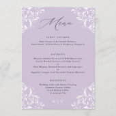 Elegant Lavender Paarse Vintage Wedding Menu (Voorkant)