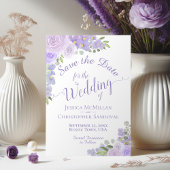Elegant Lavender Paarse Waterverf Floral Wedding Save The Date