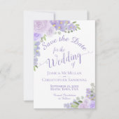 Elegant Lavender Paarse Waterverf Floral Wedding Save The Date (Voorkant)
