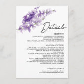Elegant Lavender Paarse Waterverf Wedding Details Informatiekaartje (Voorkant)