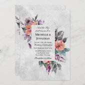 Elegant Lavender Peach Floral Christelijk Wedding Kaart (Voorkant / Achterkant)