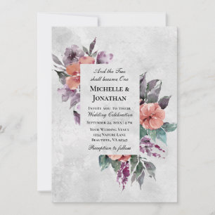 Elegant Lavender Peach Floral Christelijk Wedding Kaart