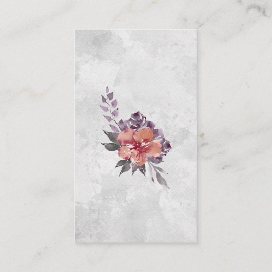Elegant Lavender Peach Paars Floral Waterverf Informatiekaartje (Achterkant)