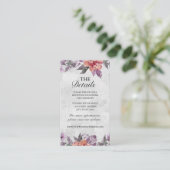 Elegant Lavender Peach Paars Floral Waterverf Informatiekaartje (Staand voorkant)