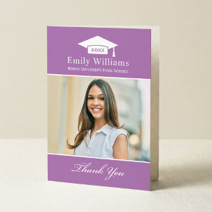 Elegant Lavender Persoonlijk Afstuderen Foto Bedankkaart