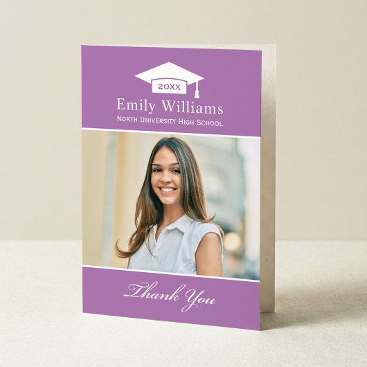 Elegant Lavender Persoonlijk Afstuderen Foto Bedankkaart