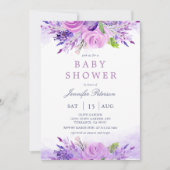 Elegant Lavender Purple Flowers Baby shower Kaart (Voorkant)