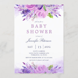 Elegant Lavender Purple Flowers Baby shower Kaart