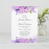 Elegant Lavender Purple Flowers Wedding Kaart (Staand voorkant)