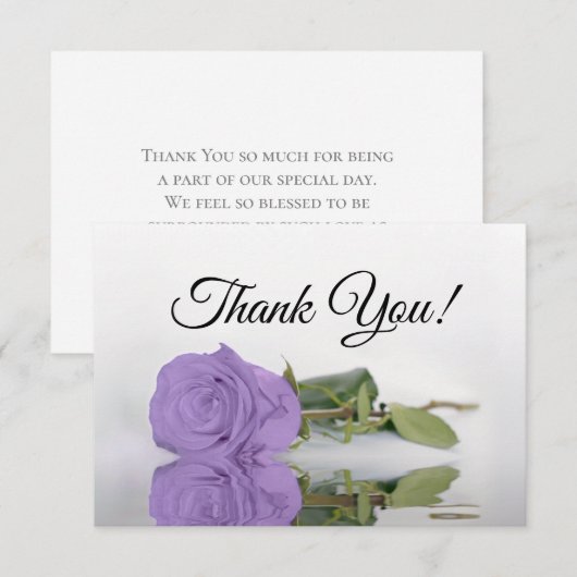 Elegant Lavender Purple Rose Simple Wedding Bedankkaart (Voorkant / Achterkant)