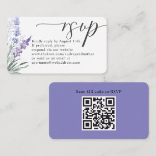 Elegant Lavender QR Code RSVP Weddenschap Informatiekaartje