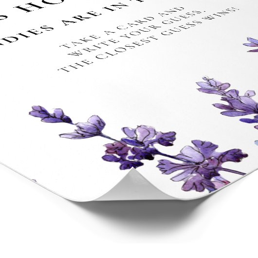 Elegant lavender Raad hoeveel Baby shower spel Poster (Hoek)