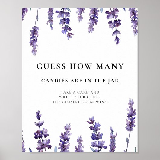 Elegant lavender Raad hoeveel Baby shower spel Poster (Voorkant)