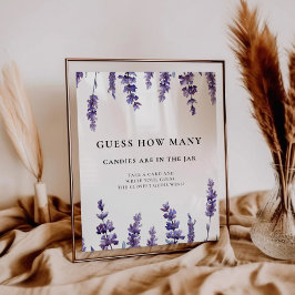 Elegant lavender Raad hoeveel Baby shower spel Poster