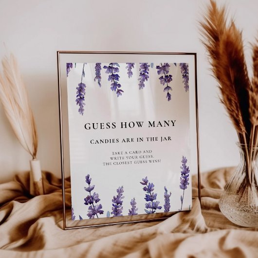 Elegant lavender Raad hoeveel Baby shower spel Poster