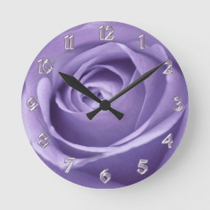 Elegant Lavender Roos Collectie Wall Clock Ronde Klok