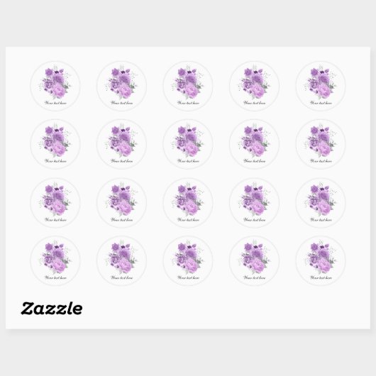 Elegant lavender roses customizable ronde sticker (Vel)